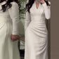 💃Graceful Slim Long-sleeve Pleated Dress（58% OFF）