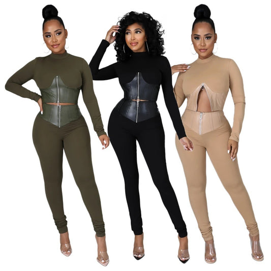 🔥Tight-Fit PU Leather Long Sleeve Leggings Set (✈️Free Shipping)🔥