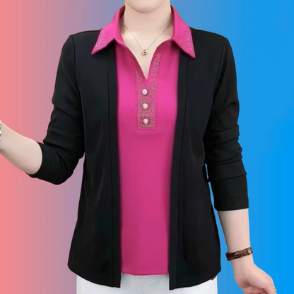 2-in-1 Sparkling Lapel Top for Middle-Aged Women ✈️(Free Shipping)